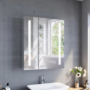 Specchio con illuminazione 60 cm largo in acciaio inossidabile - interruttore a tocco senza fili design a cardano