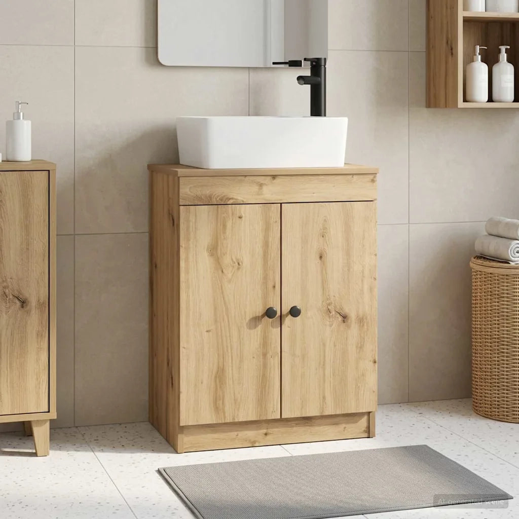 Mobile da bagno con Lavabo | Armadio Lavabo Rovere Artigianale 54 x 35 x 83 cm