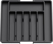 Cassa da tavola, cassettina da tavola, nera, cassettina regolabile, accessorio da cucina essenziale, contenitore in plastica compattibile.