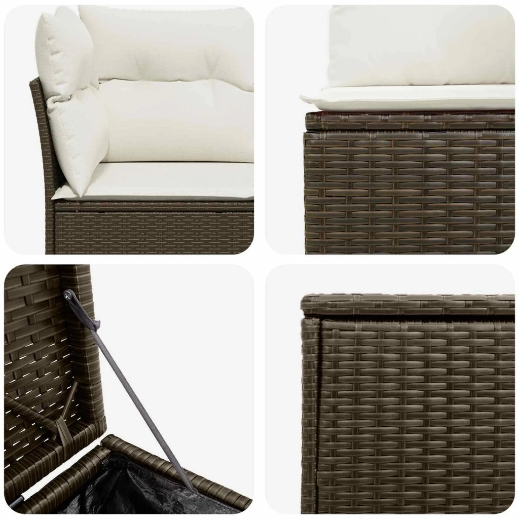 Set di divani 5 pz Marrone e Bianco Crema 3447834