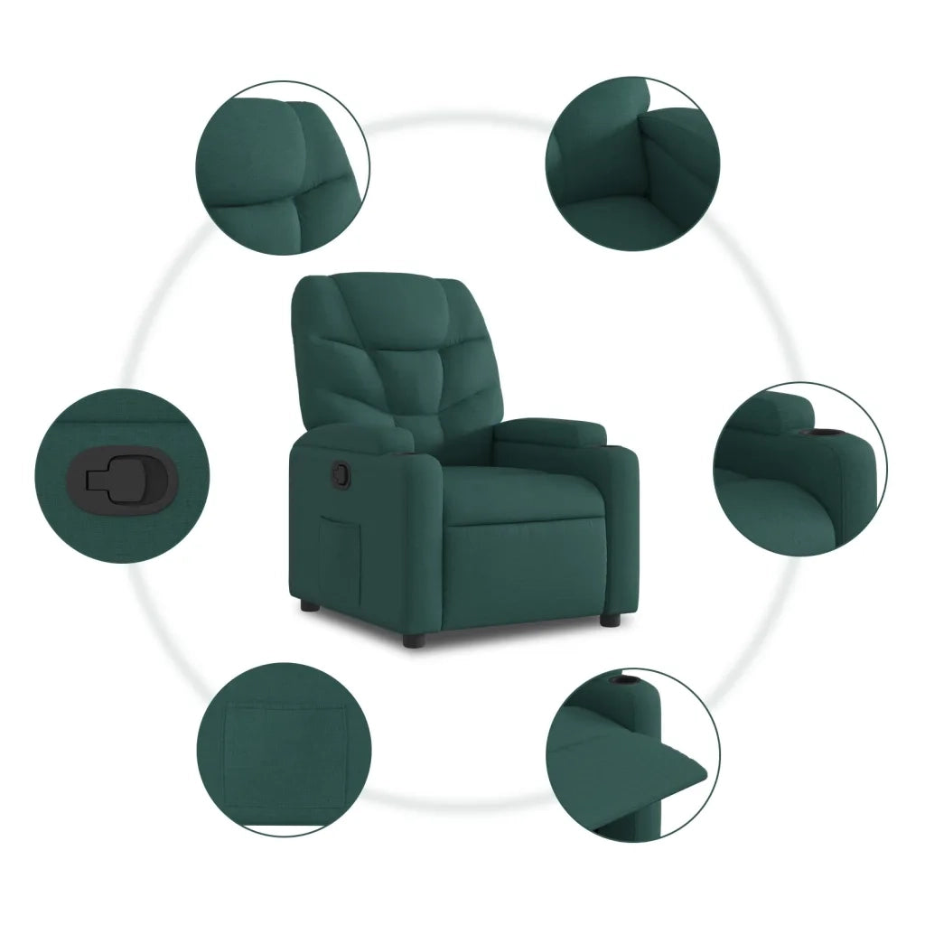 Poltrona | Sedia Relax Reclinabile in Tessuto Verde Scuro