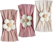 Tre pezzi di fascia per capelli morbidi - fiori per bambini - accessori per neonati e bambini in età prescolare - beige, rosa, kaki.