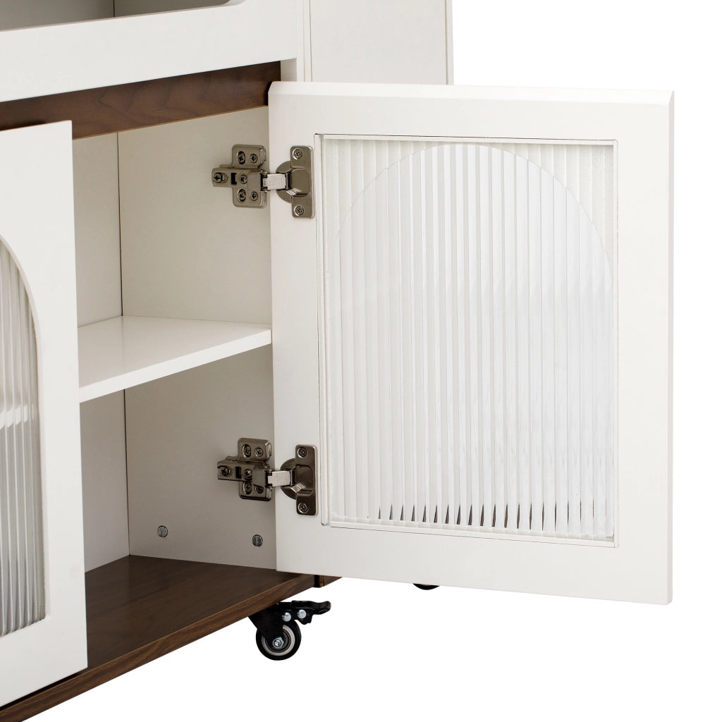 Tavolo da Pranzo Allungabile con Credenza e Cassetto ¨C MINIMAL ¨C Bianco/Noce
