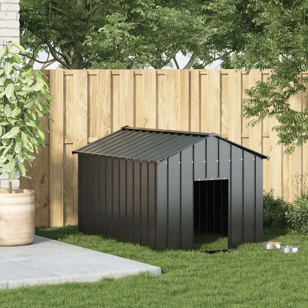 vidaXL Casetta per Cani con Tetto 113x153x101 cm Acciaio Zincato