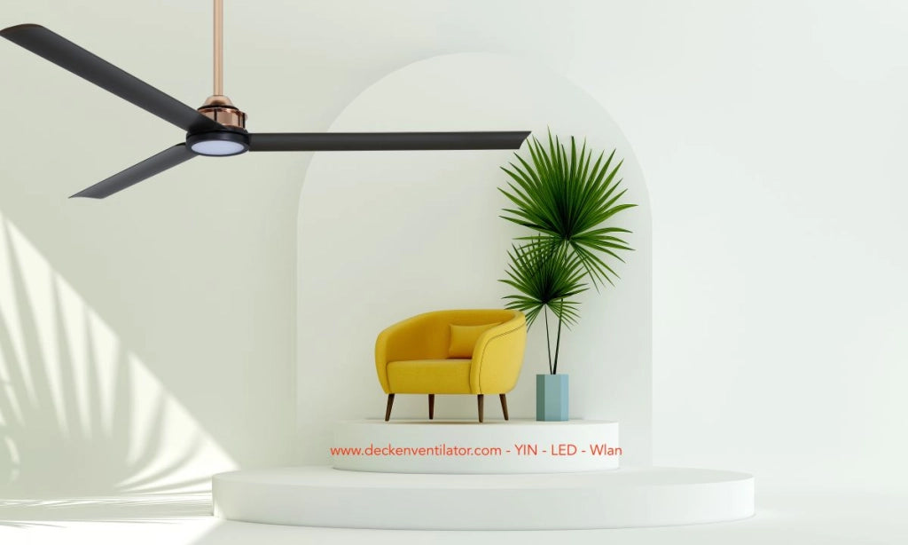 Vam Ventilatore da soffitto a risparmio energetico WI-FI YIN ottono rosa 132 cm con pale di alluminio luce LED telecomando 6 velocità