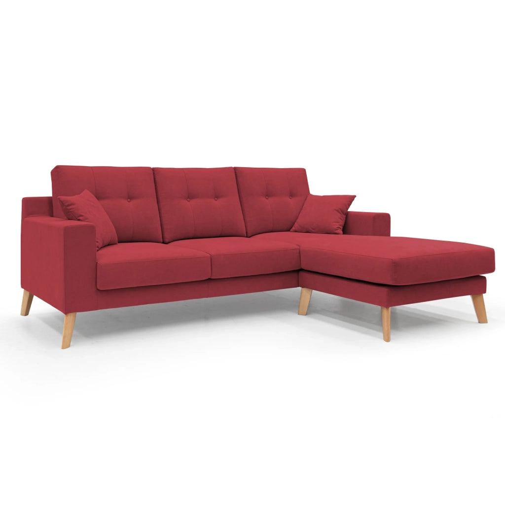 Danish Divano angolare REVERSIBILE in tessuto morbido impermeabile T02 237 cm rosso