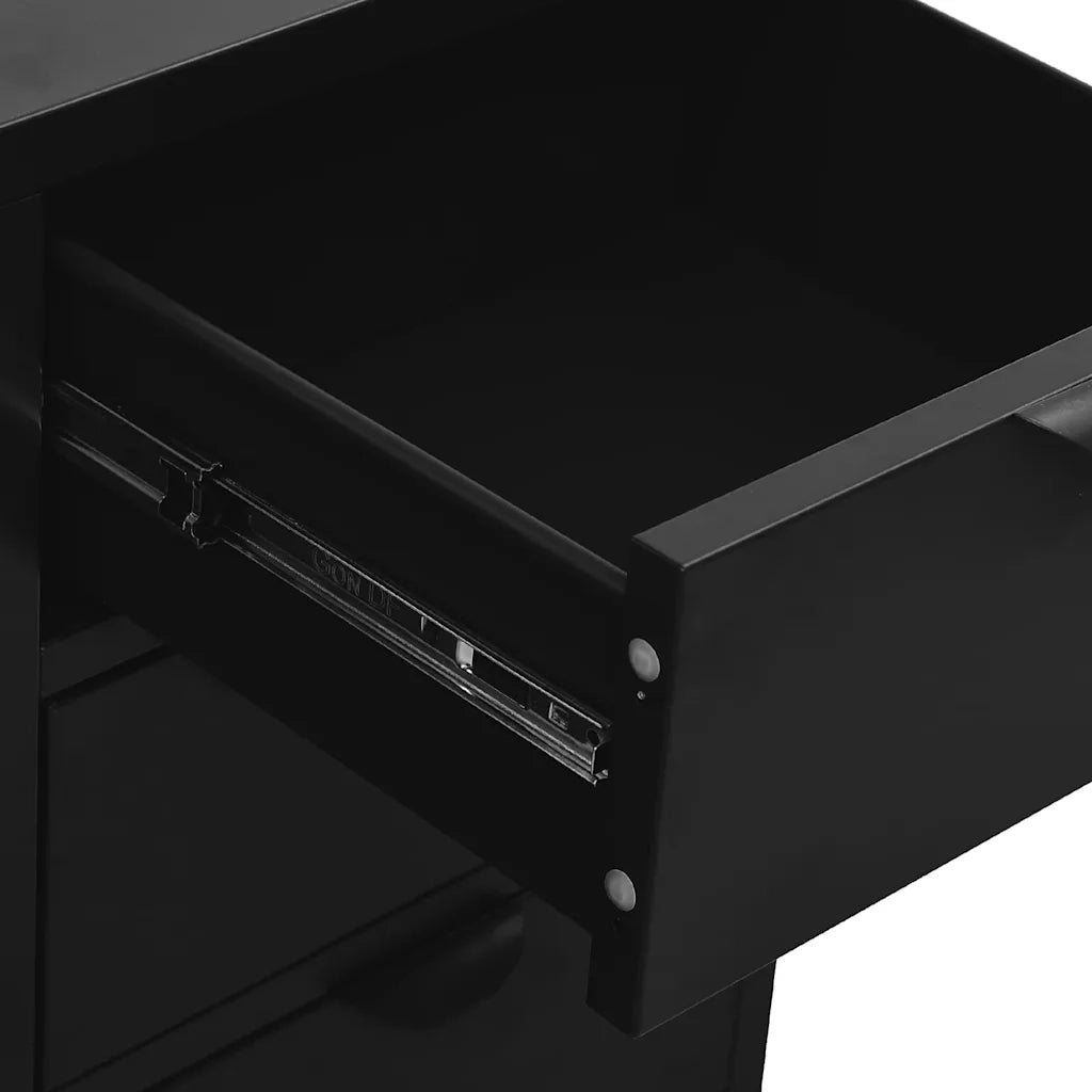 Credenza-Buffet-Armadio da cucina Nera 75x35x70 cm in Acciaio e Vetro Temperato