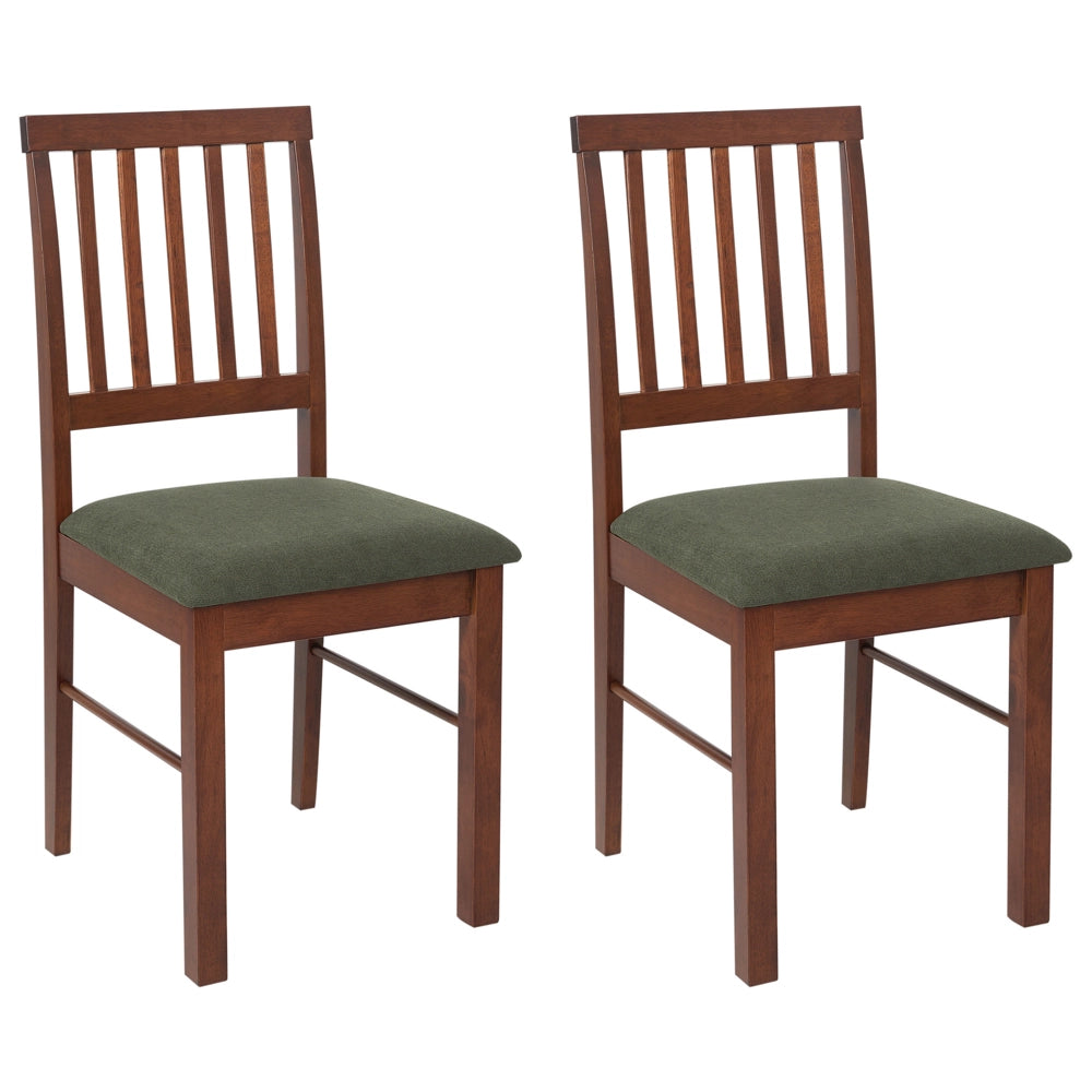 Set di 2 sedie da pranzo imbottite in marrone scuro verde scuro stile tradizionale e classico