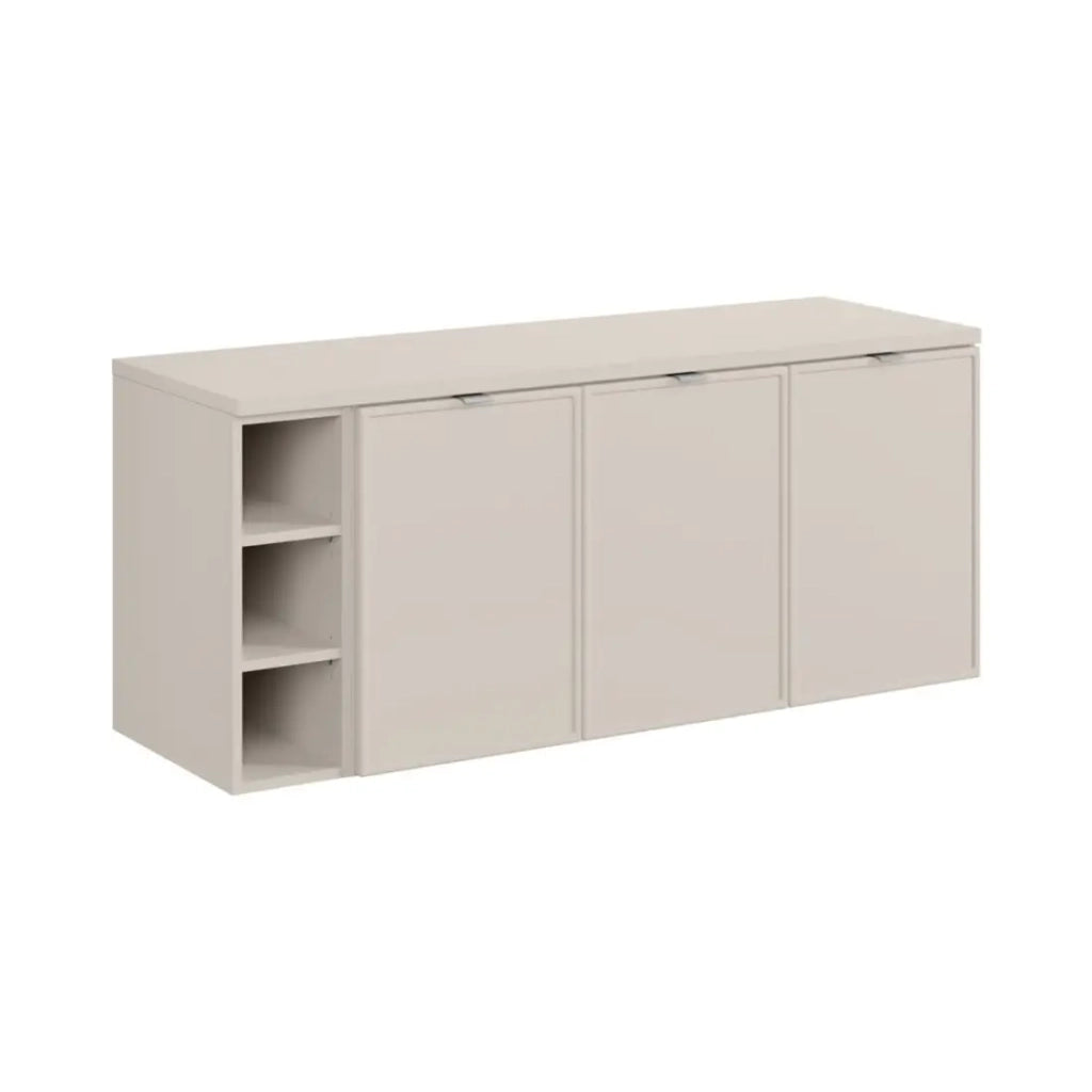 Set da bagno BRAZZA: mobile sottolavabo con armadietti 140cm con nicchie a vista + piano per lavabo