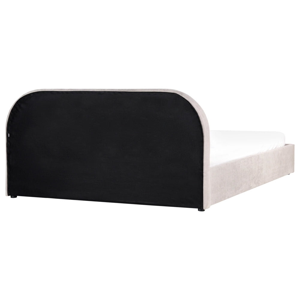 Letto matrimoniale EU tortora Tessuto di ciniglia 180 x 200 cm Struttura imbottita con contenitore