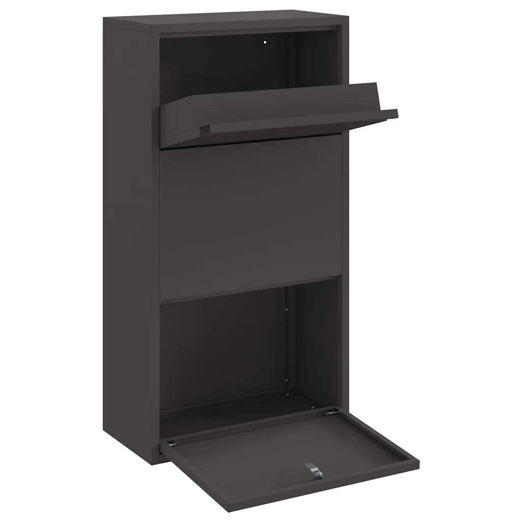 Cassetta per pacchi con porta Nero 44 x 22 x 82 cm Acciaio 874919