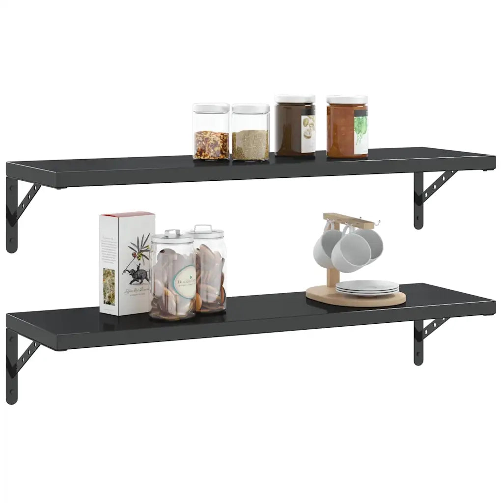 4 pz Staffe per Mensola | Ripiano | Scaffale 30x2,5x15,5 cm in Acciaio Inox Nero