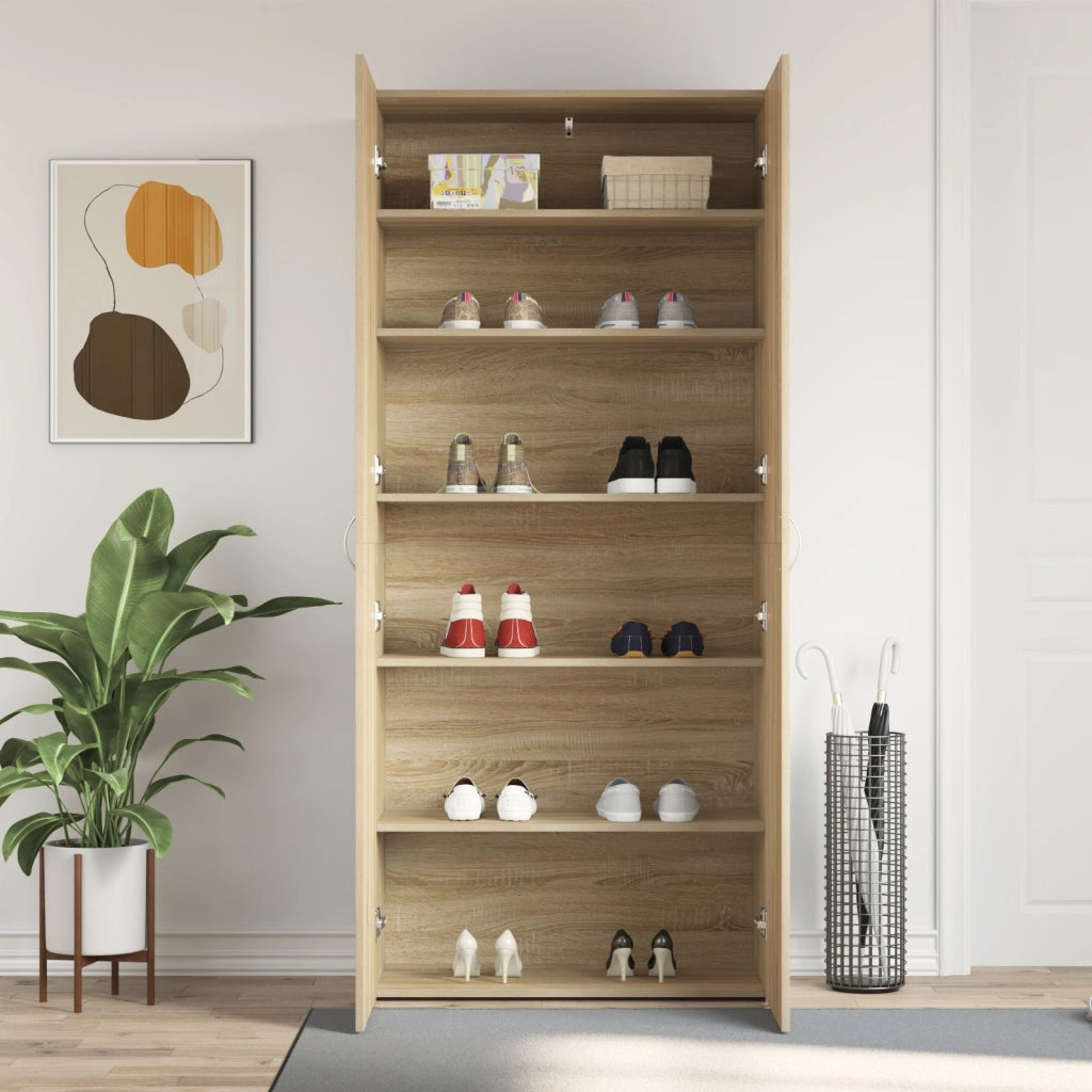 Mobile per scarpe Rovere Sonoma 80x35,5x180 cm Legno ingegnerizzato