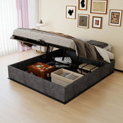 Struttura letto moderna minimalista, velluto olandese, 160x200 cm, grigio