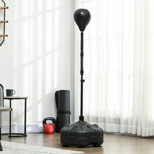 Punching Ball da Terra 145-180 cm con Base Riempibile e Ventose in Acciaio e PU Nero