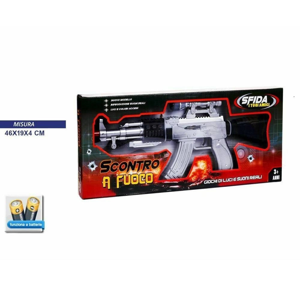 Trade Shop - Scontro A Fuoco Mitra Fucile Con Luci E Suoni A Batterie Giocattolo Gioco Bambini -