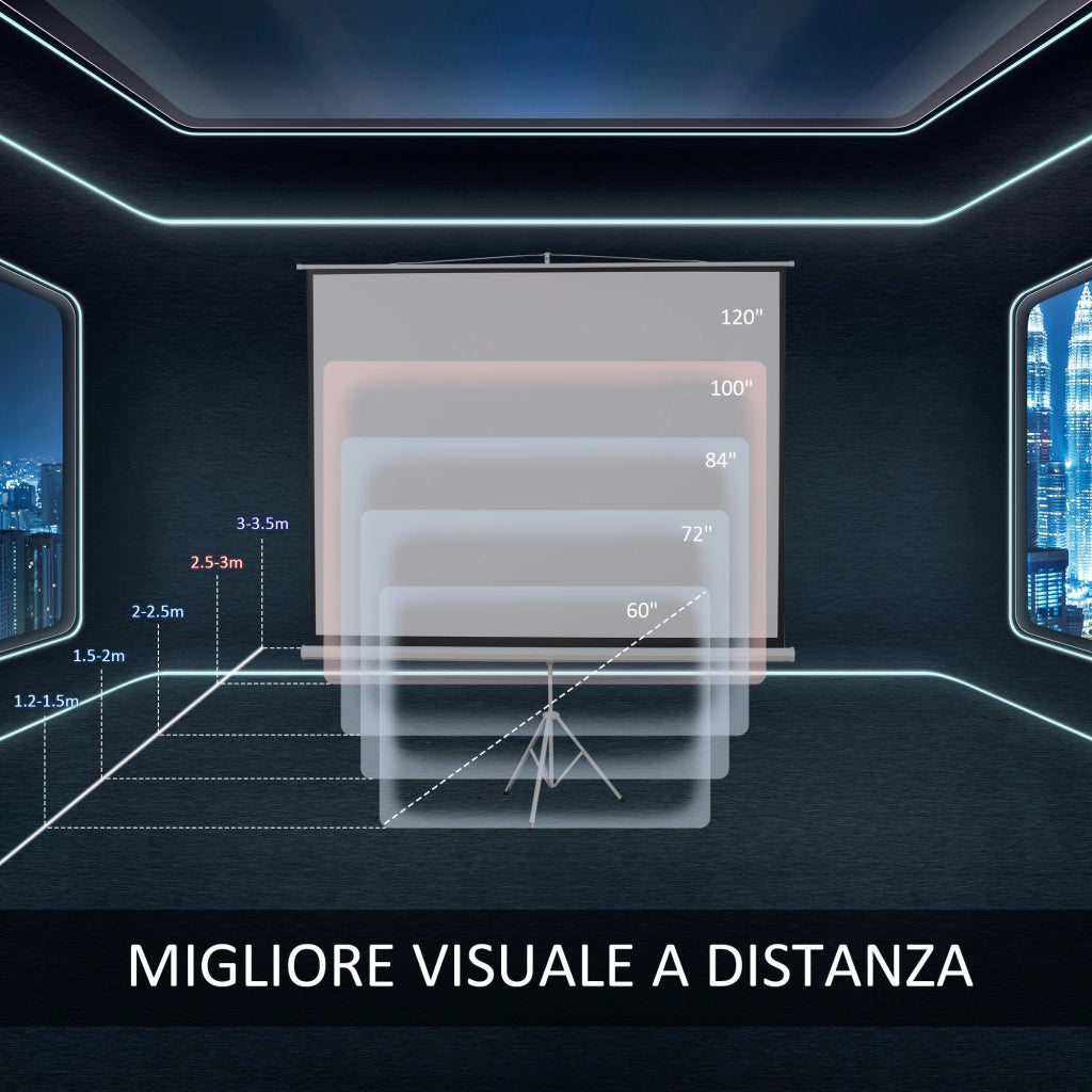 Schermo Proiettore 100 Pollici 4K HD 4:3 con Treppiede ¨C zephmum ¨C Bianco