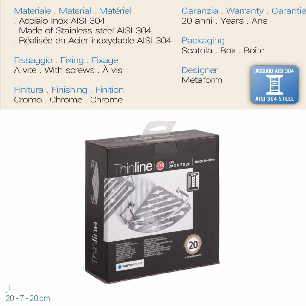 Angolare doccia Acciaio Inox mod. Thin Line