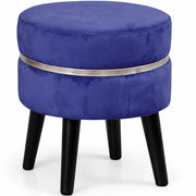 Pouf Sgabello Rotondo Blu Design Moderno Poggiapiedi con Rivestimento in Velluto