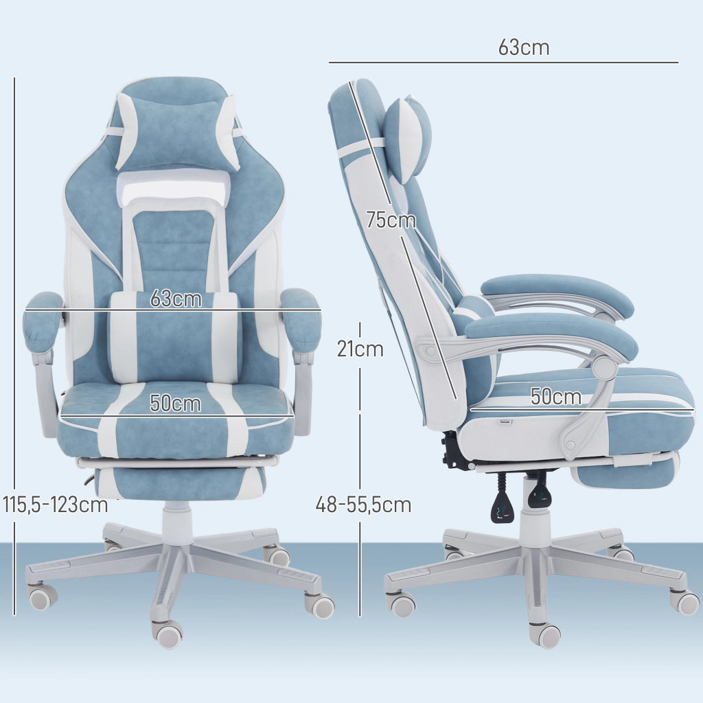 Sedia da Gaming Reclinabile con Poggiapiedi e Schienale Regolabile ¨C Minimal ¨C Blu
