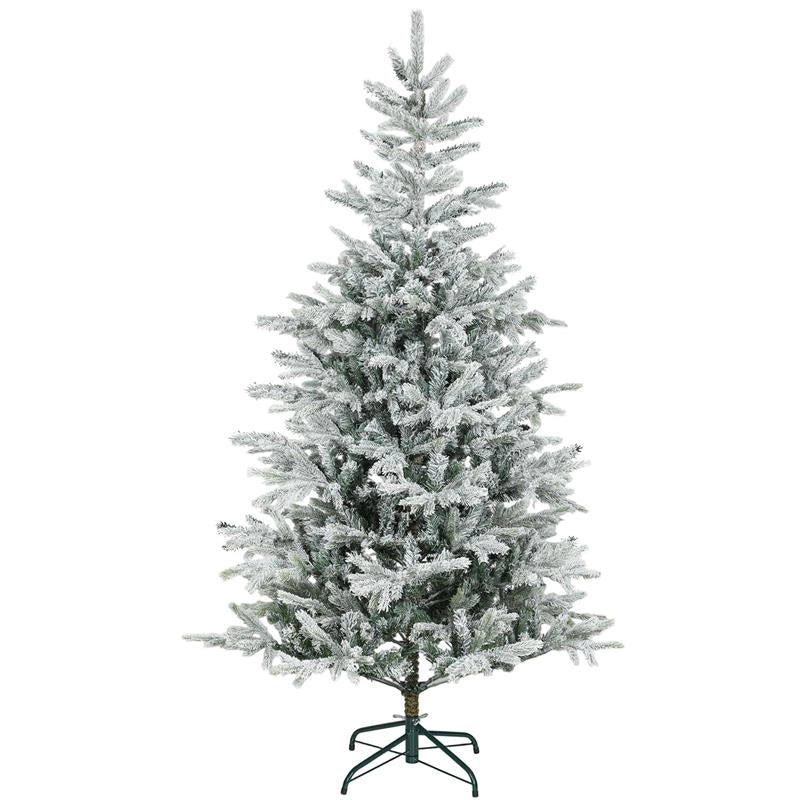ALBERO DI NATALE INNEVATO ALTO 180 CM CON RAMI REALISTICI E BASE IN METALLO PIEGHEVOLE