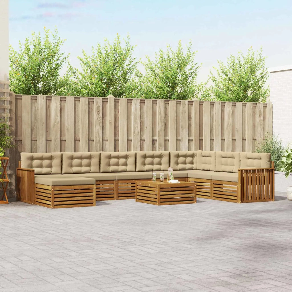 Set di divani da esterno con cuscino 9 pcs Naturale e Beige