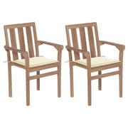 Sedie da Giardino 2 pz con Cuscini Crema Massello di Teak cod mxl 6143
