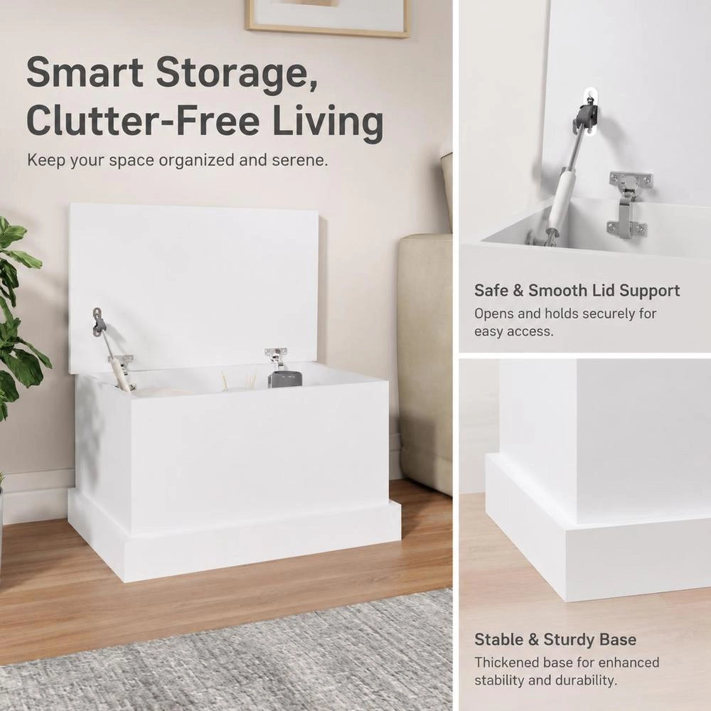 Storage Box White 50 X 30 X 28 Cm Wood Composite