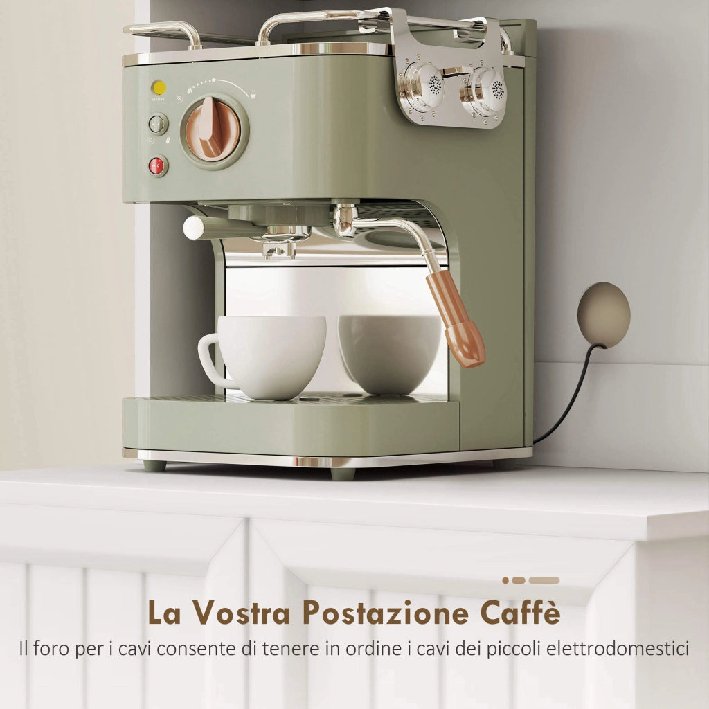 Mobile Dispensa Cucina 60x39,5x179,6 cm con 2 Armadietti e 8 Ripiani in Legno e Acrilico Bianco
