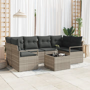Set di divani da giardino  con cuscini grigio chiaro in polyrattan