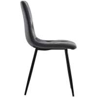 Set di 4 Sedie Moderne Imbottite in Velluto Twill, Motivo a Spina di Pesce, per Sala da Pranzo, 45x40x86 cm, Grigio