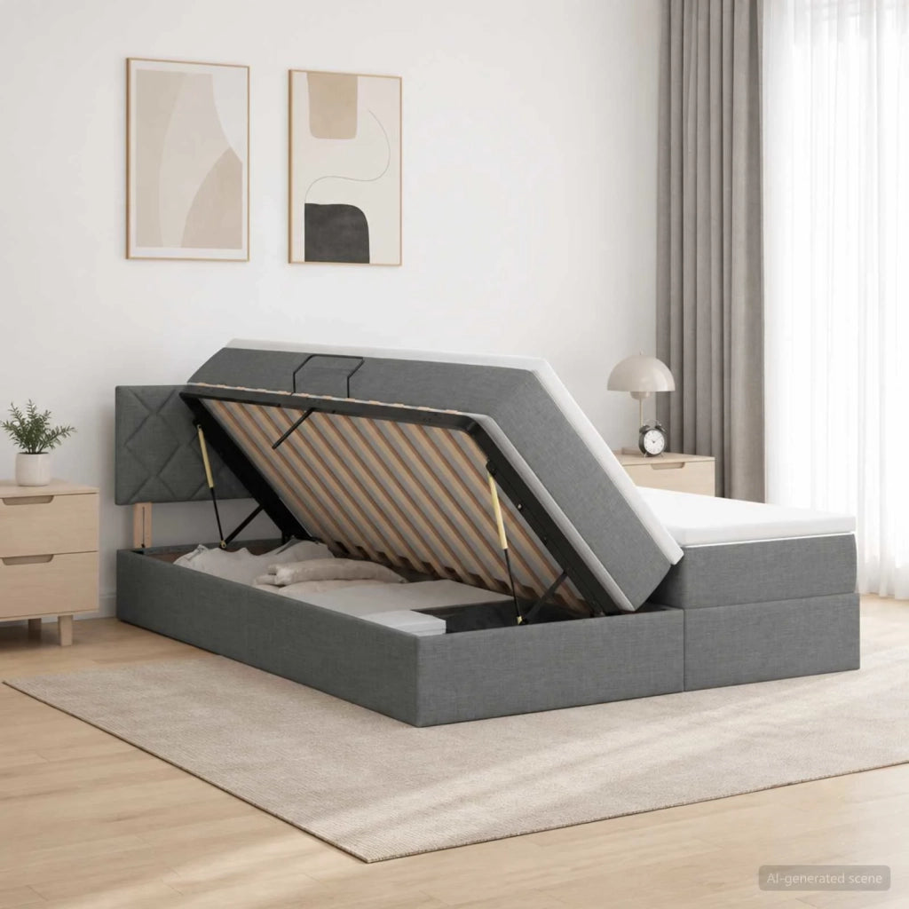Letto con contenitore LED e materasso Grigio Scuro 180 x 200 cm 3459361