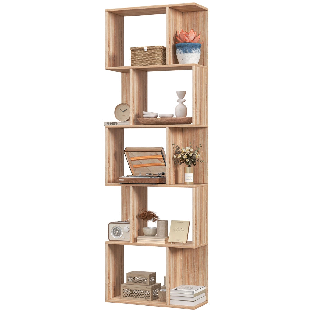 Libreria a S 5 Livelli ¨C Xylo ¨C Legno Naturale 60x24x184,5 cm