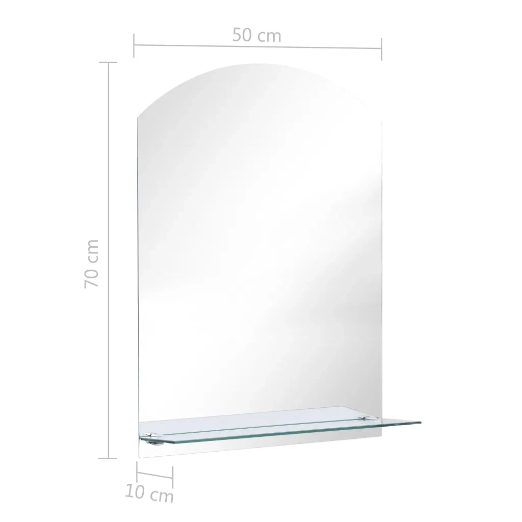 Specchio da Parete con Mensola-Specchio a Muro-Specchio Decorativo 50x70 cm in Vetro Temperato 516122
