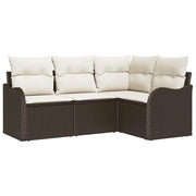 Set Divano da Giardino 4 pz | Set Salotto da Giardino Marrone polyrattan