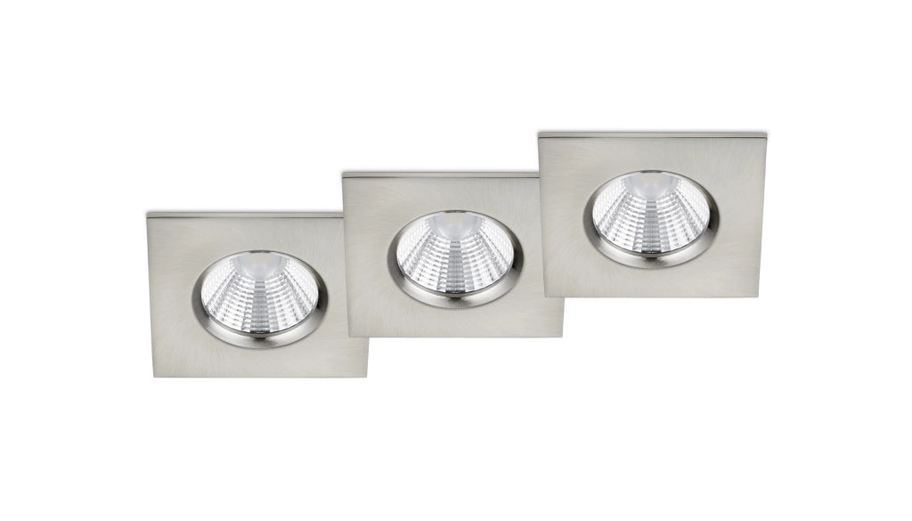 Faretti da Incasso Led Quadrati Dimmerabili Kit 3 pz Nichel Zagros GD Trio