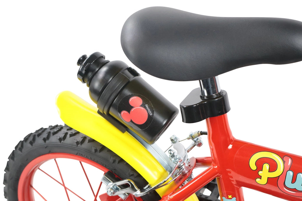 Bicicletta per Bambini 14" Disney Mickey Mouse Freni Caliper e Stabilizzatori in Acciaio Hi-Ten Rosso