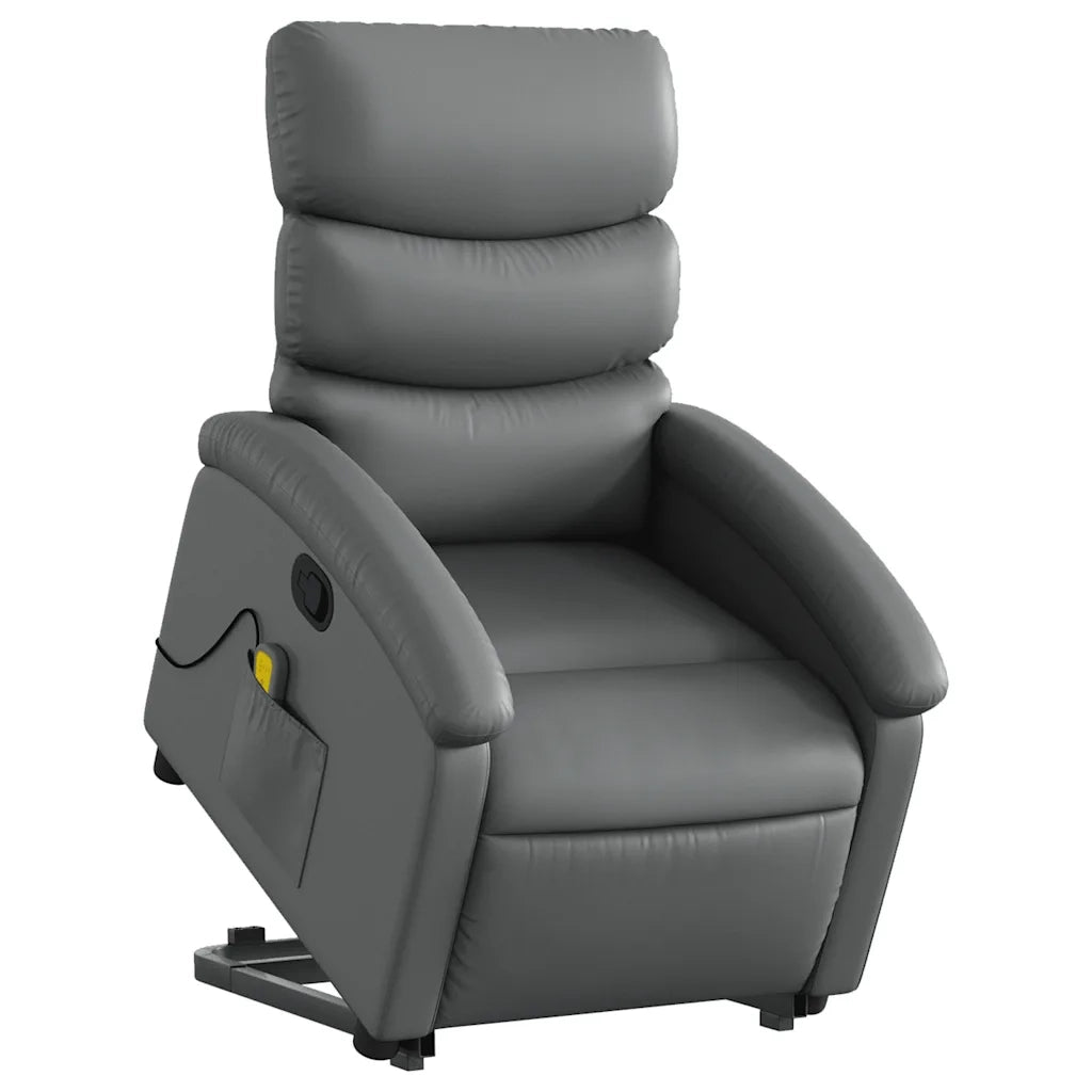 Poltrona | Sedia Relax Alzapersona Reclinabile Massaggio Grigio Similpelle