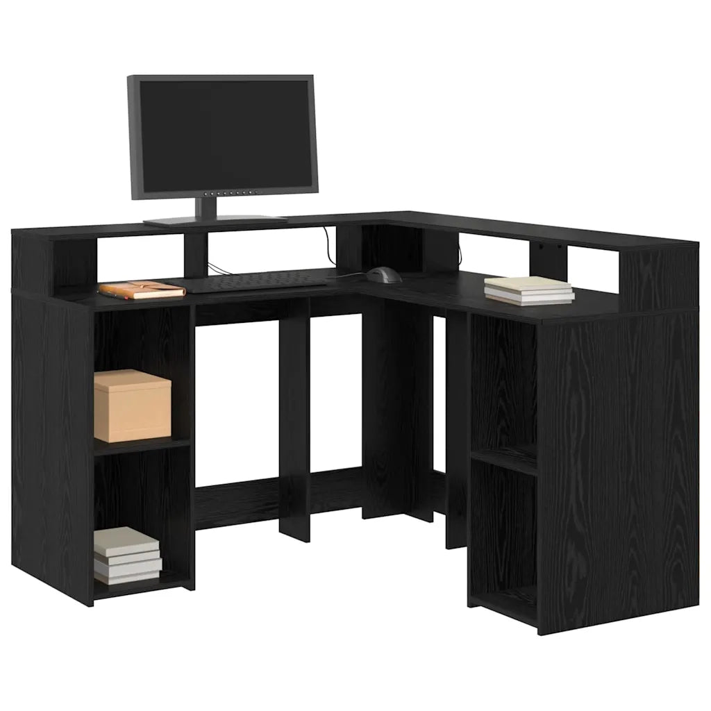 Scrivania Rovere Nero 130 x 130 x 91 cm Legno multistrato