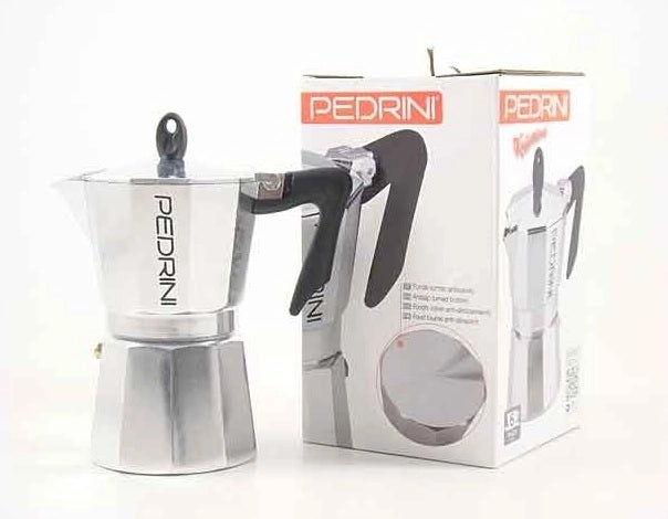 Caffettiera Caffè Moka brillantata manico nero 2 tazze pedrini