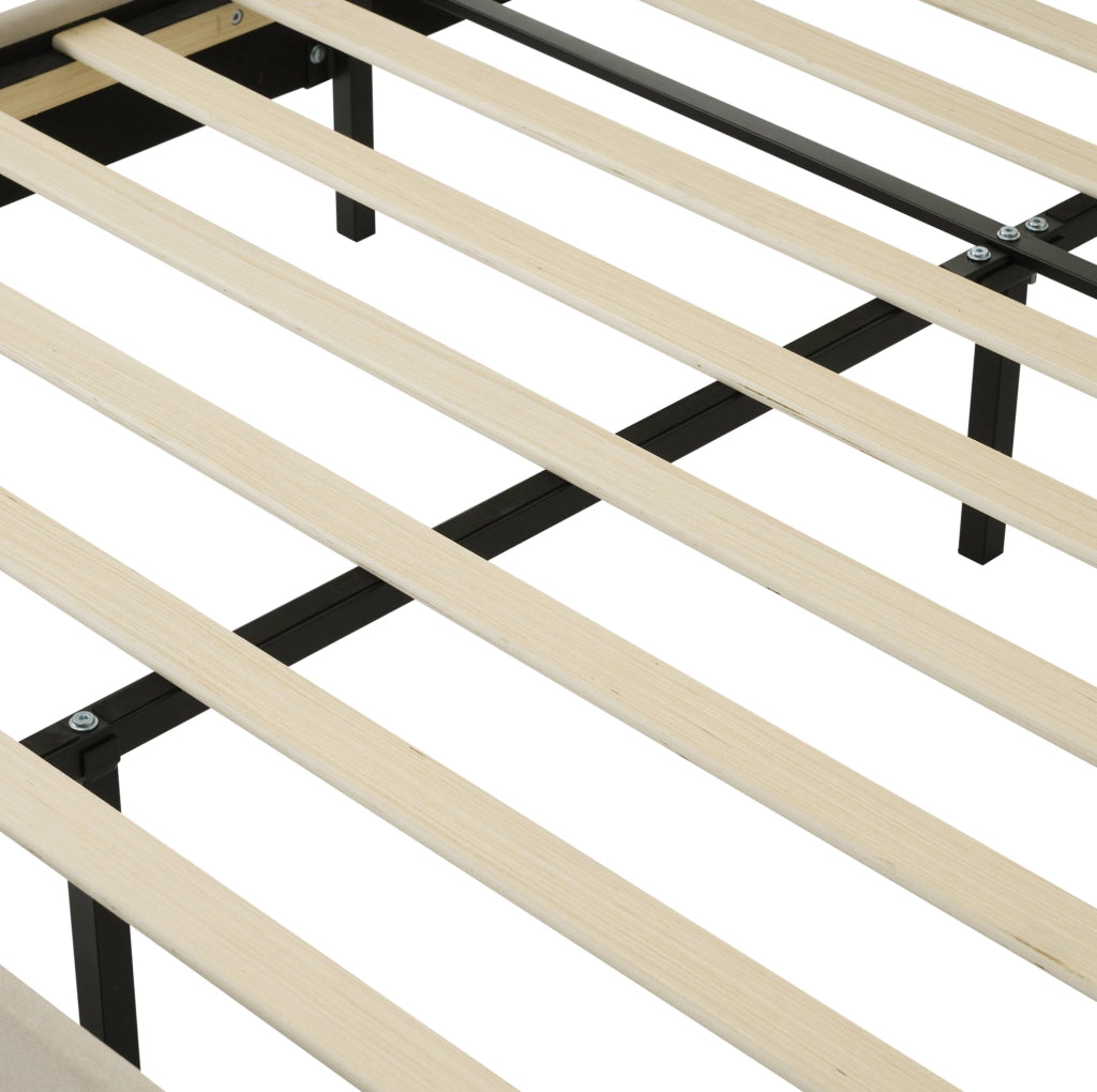 Letto matrimoniale imbottito 140x200 cm con testiera LED regolabile; beige