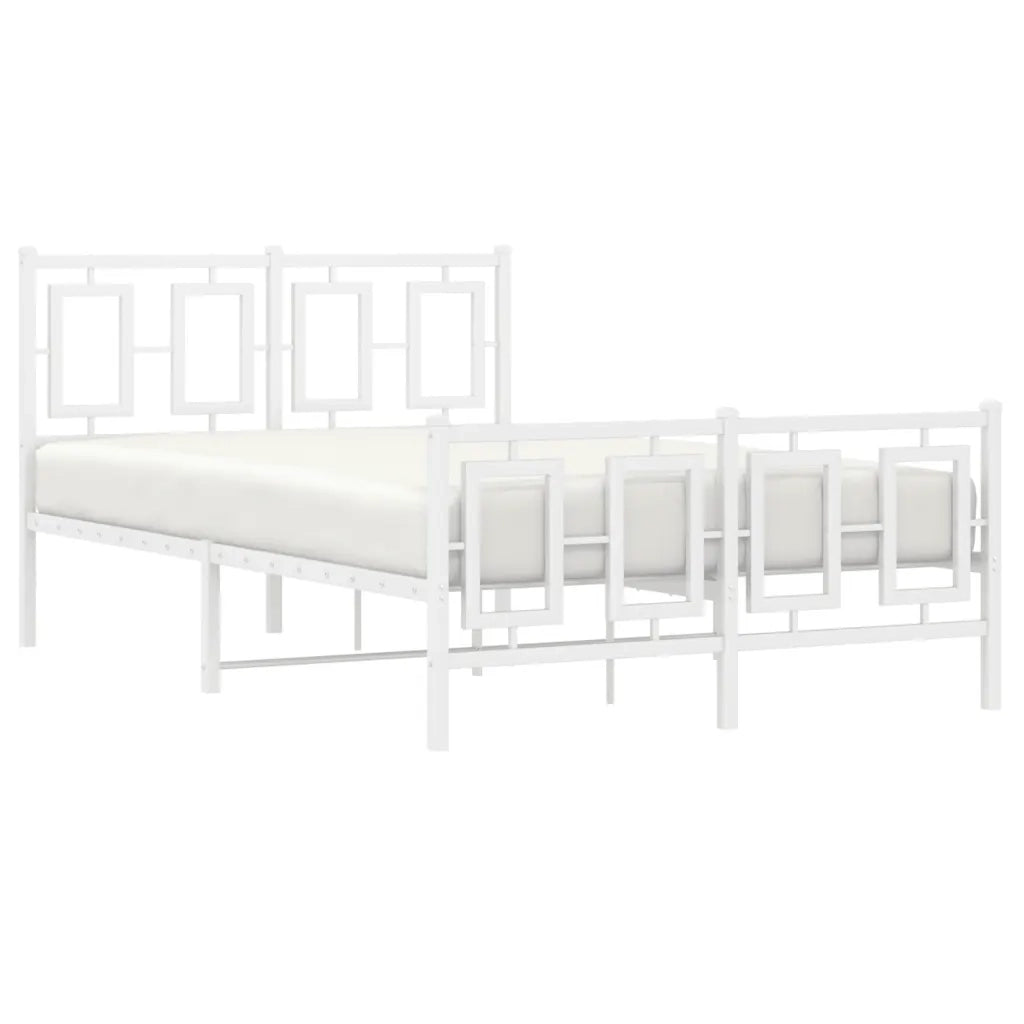Giroletto con Testiera e Pediera Metallo Bianco 120x190 cm 374305