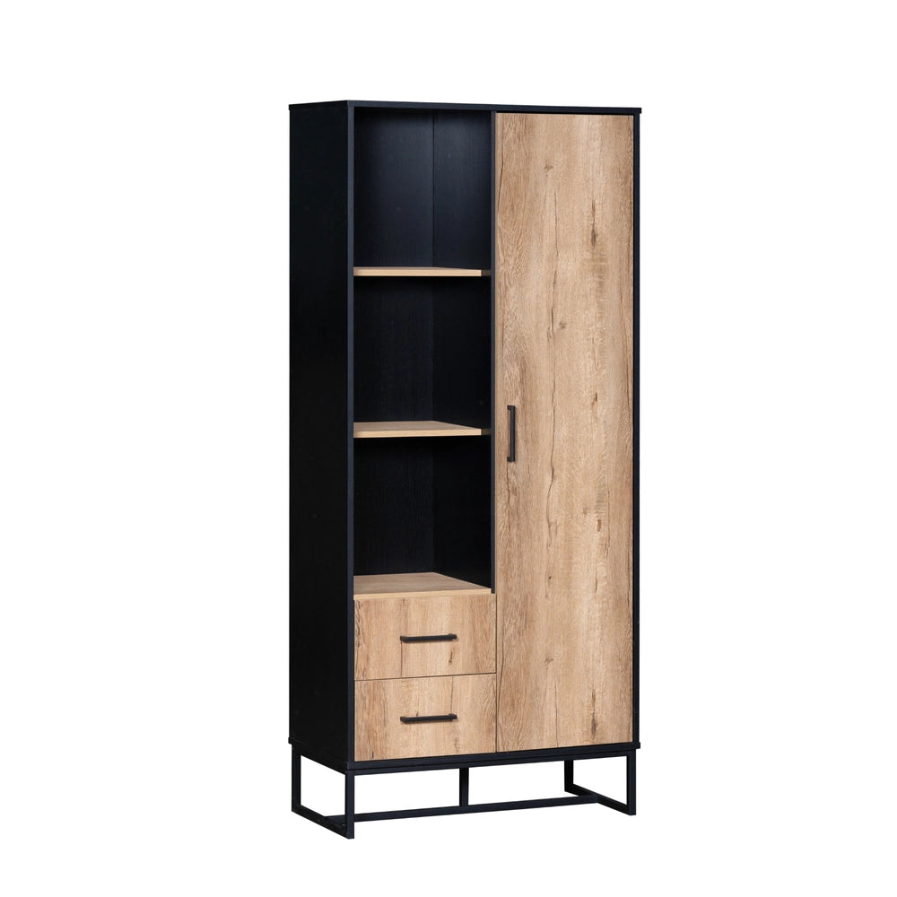 Armadio - Xylo - 80x40x180cm legno/nero 3 scomparti