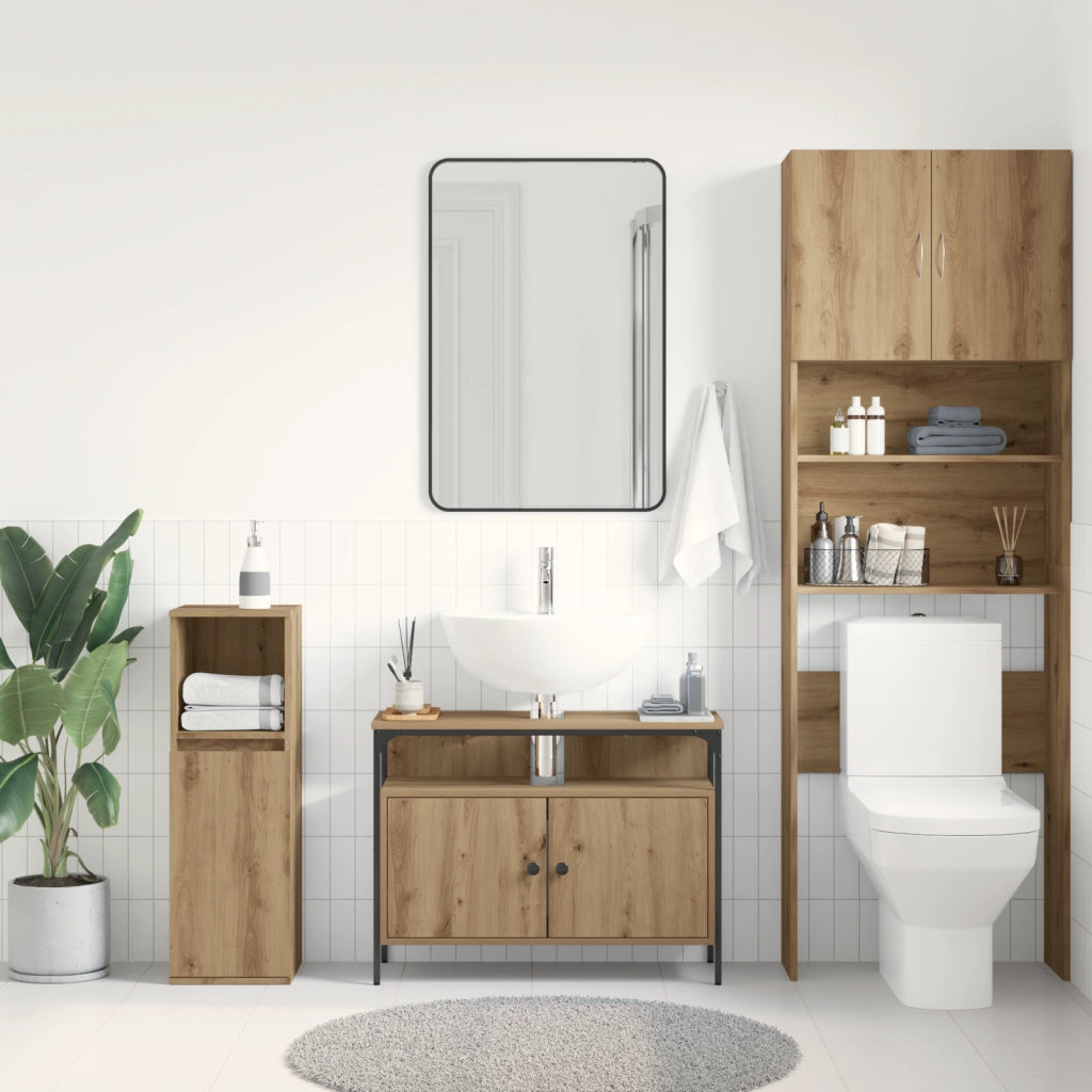 Mobile da bagno  in rovere artigianale 80x30x60 cm in legno ingegnerizzato