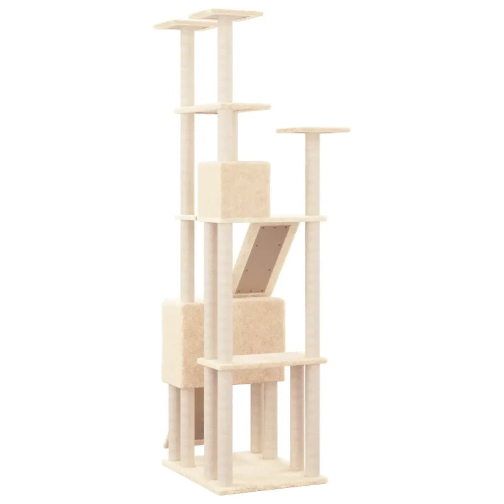Albero per Gatti con Tiragraffi in Sisal Crema 190 cm 171648