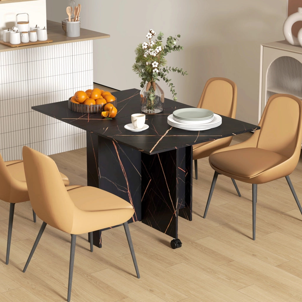 Tavolo pieghevole da pranzo ¨C zephmum ¨C 120x80x73 cm nero effetto marmo