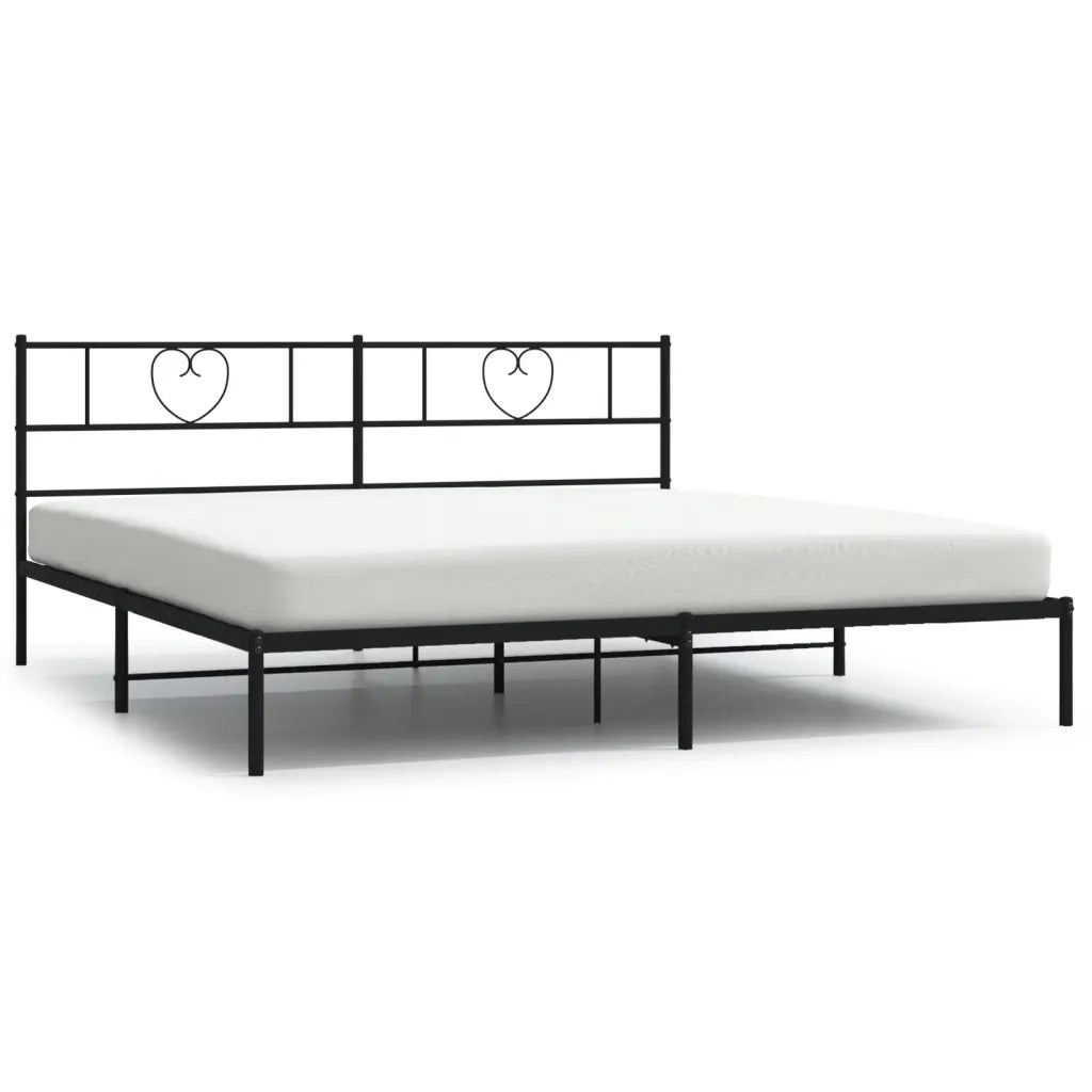 Letto matrimoniale | Letto per adulti | Giroletto con Testiera in Metallo Nero 200x200 cm