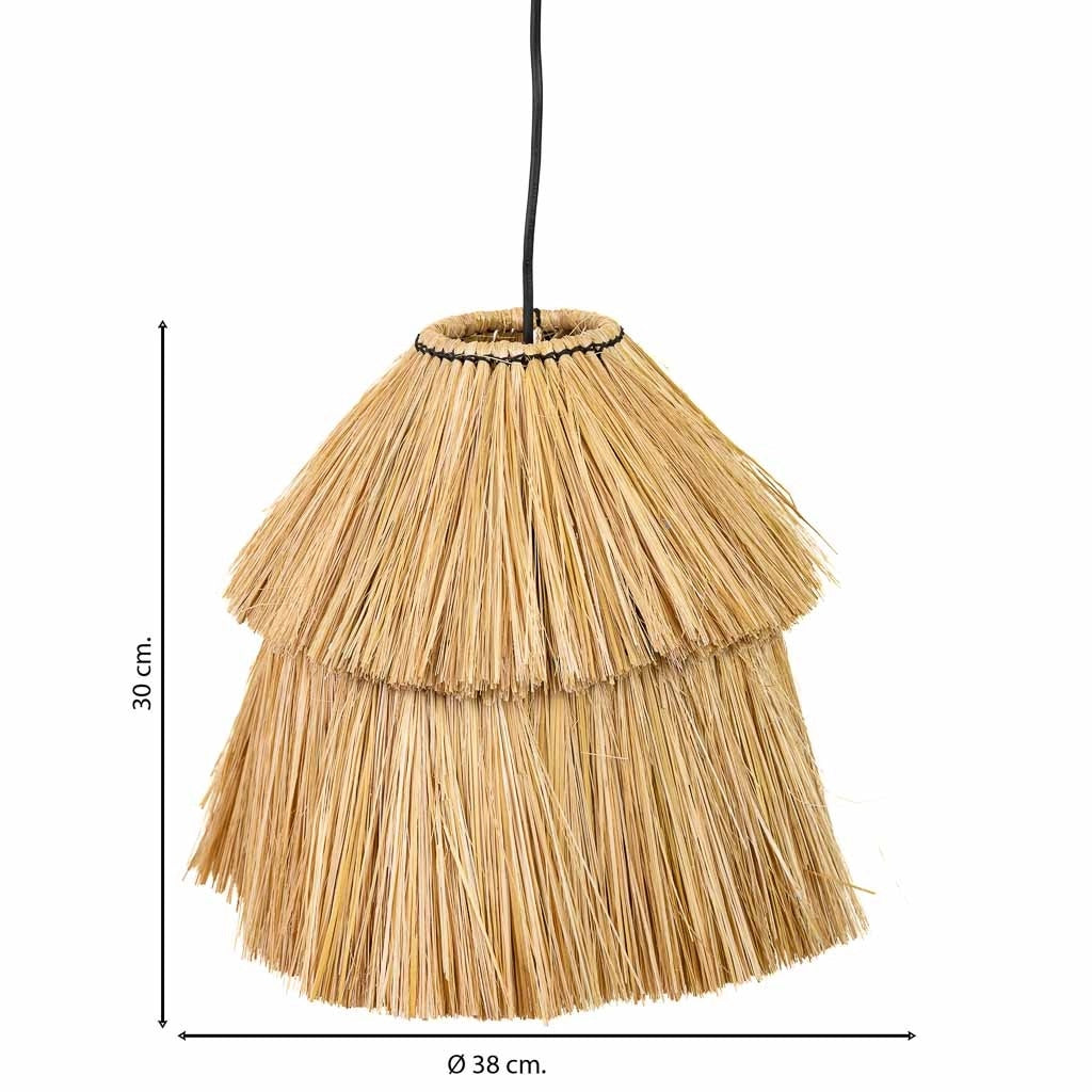 Plafoniera in fibra naturale marrone 38x38x30h