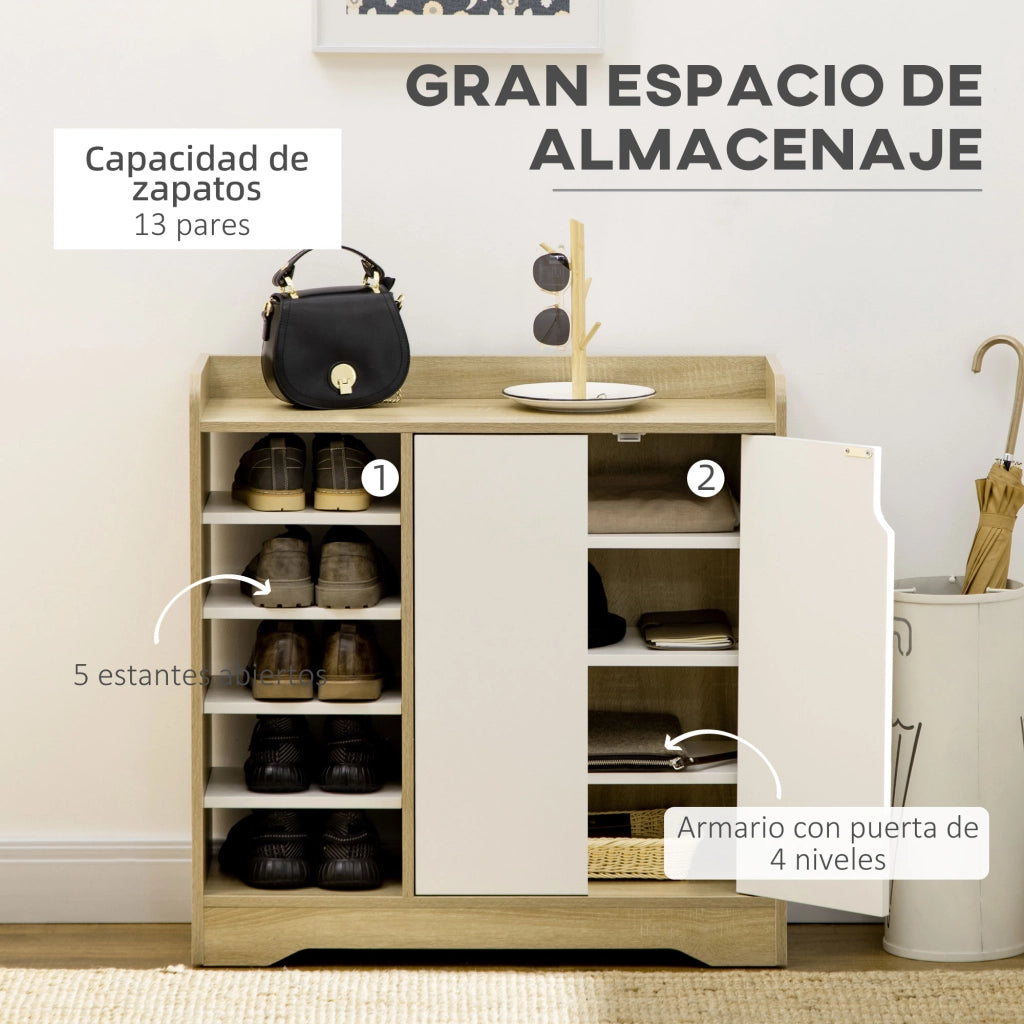 Scarpiera Moderna per Ingresso ¨C Zephmum ¨C Legno Multistrato Bianco e Naturale 80x30x80