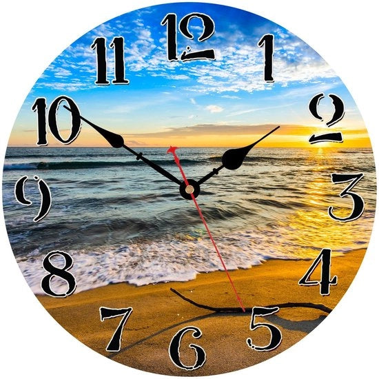 Orologio da Parete 30 cm, Decorativo Orizzonte del Sole e Onde, Orologio Silenzioso Senza Tocco per Camera da Letto, Bagno, Cucina, Sala da Pranzo